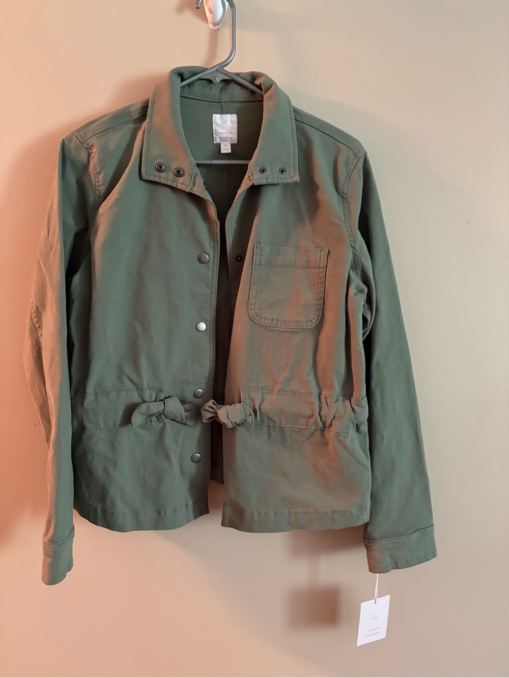 LC Lauren Conrad Olive Green Utility Jacket with Waist Tie